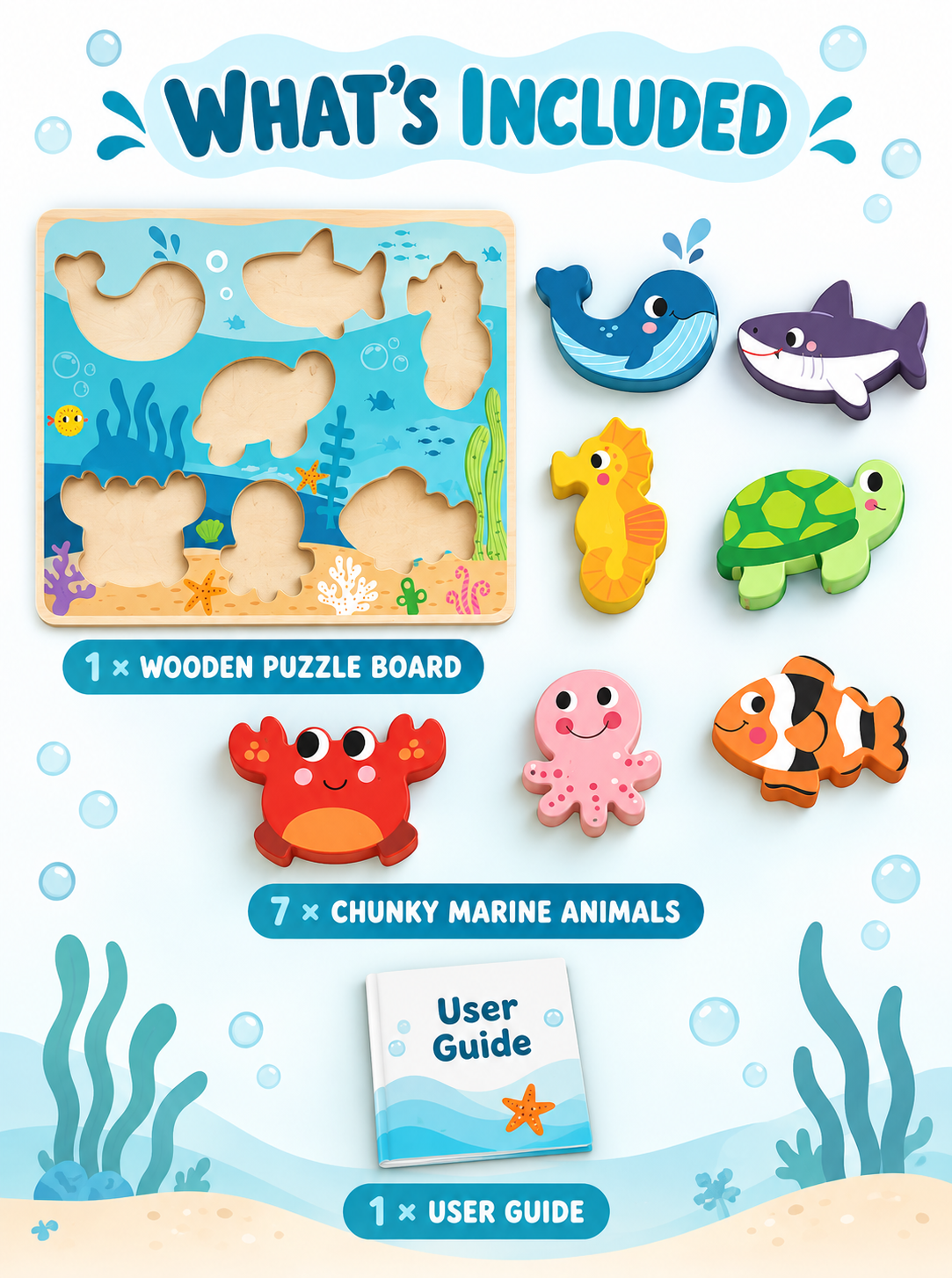 Tooky Toy Chunky Puzzle - Marine