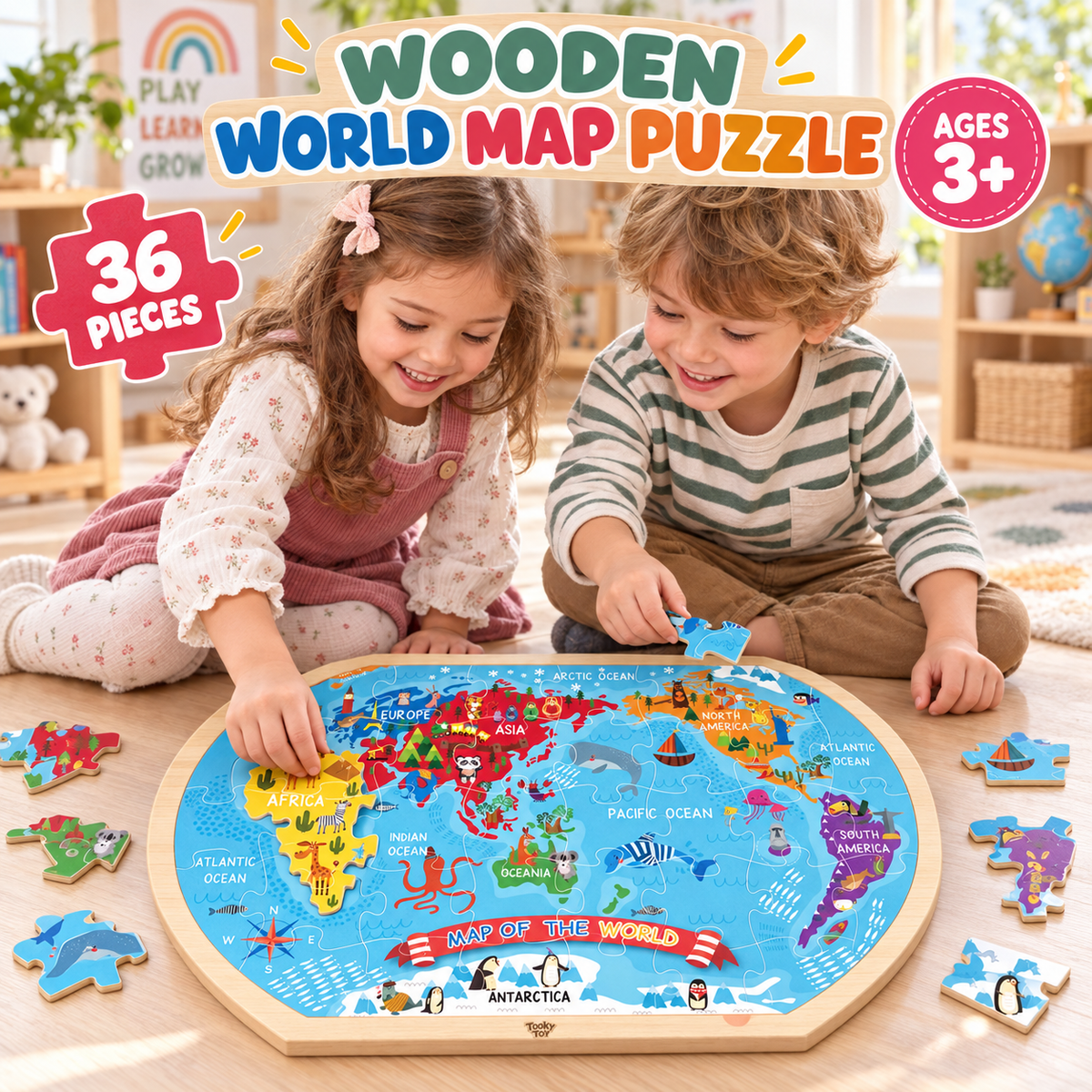 Tooky Toy World Map Puzzle