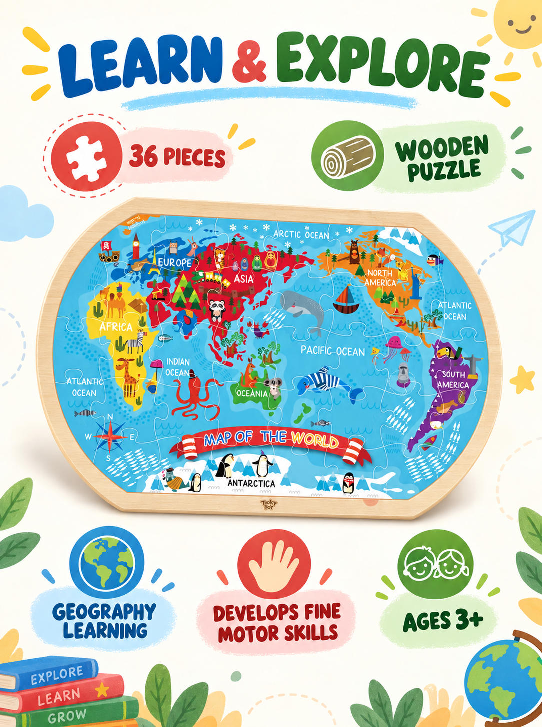 Tooky Toy World Map Puzzle