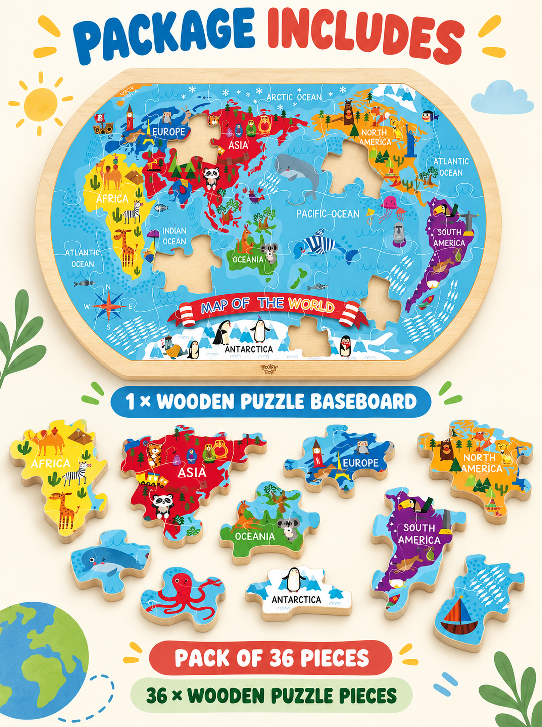 Tooky Toy World Map Puzzle