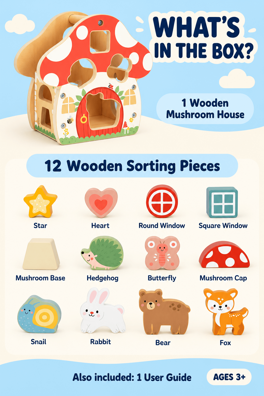 Tooky Toy Shape Sorter Mushroom House - Marah Kids