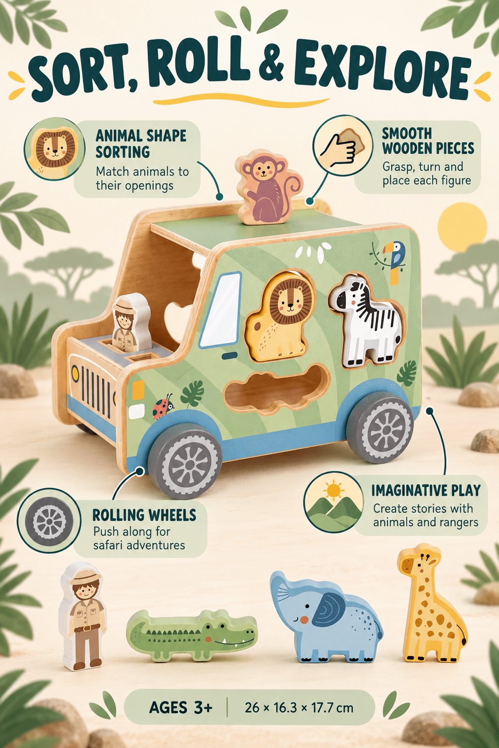 Tooky Toy Animal Jeep - Marah Kids