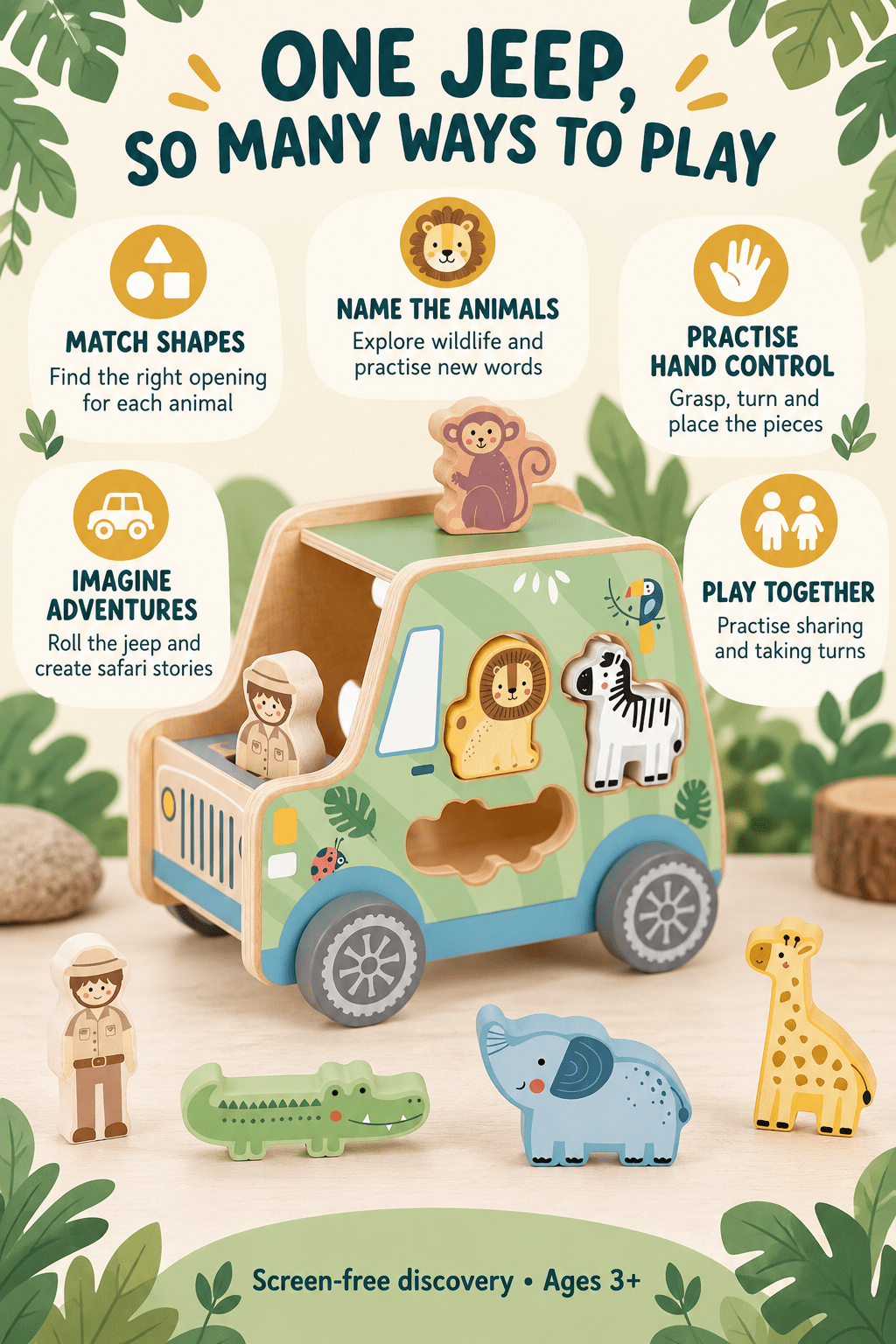 Tooky Toy Animal Jeep - Marah Kids