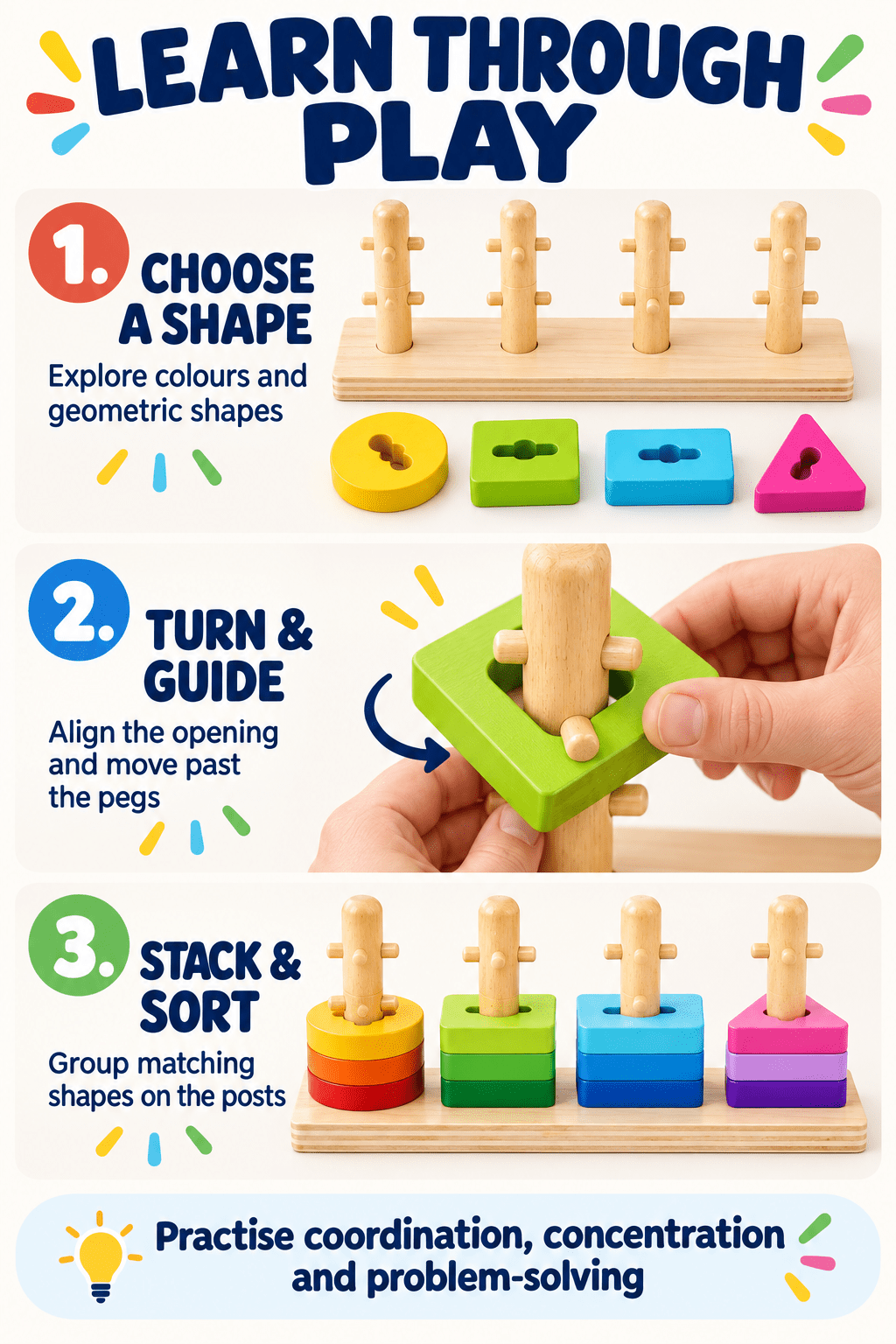 Tooky Toy Geometric Block Sorter - Marah Kids