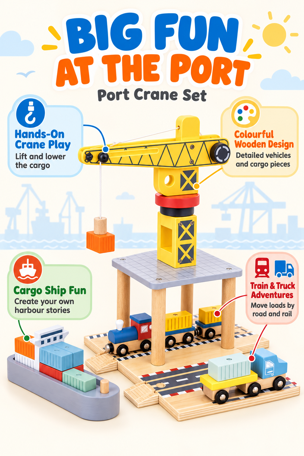 Tooky Toy Port Crane Set