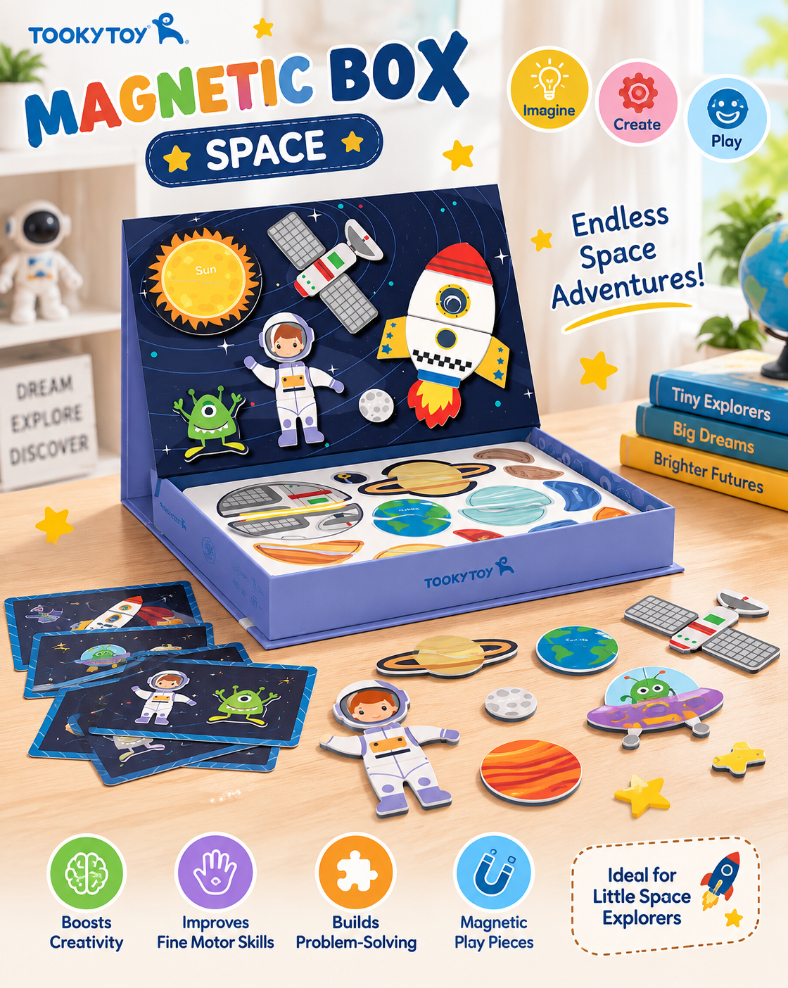 Tooky Toy Magnetic Box - Space - Marah Kids