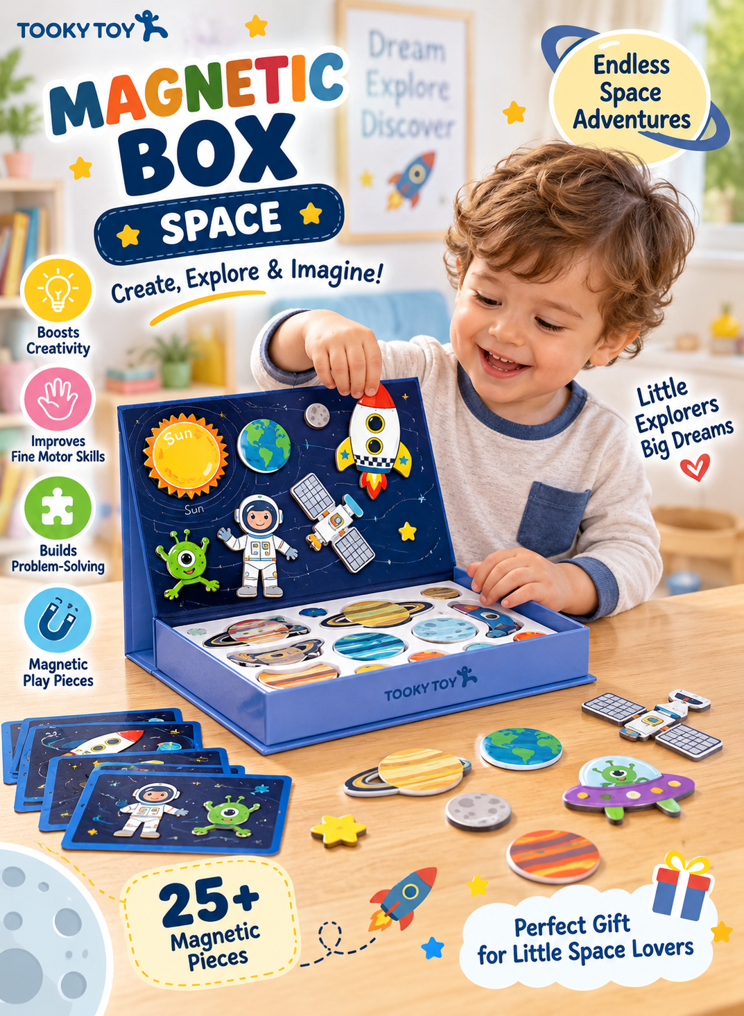Tooky Toy Magnetic Box - Space - Marah Kids
