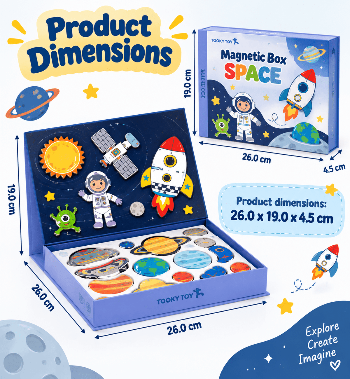 Tooky Toy Magnetic Box - Space - Marah Kids