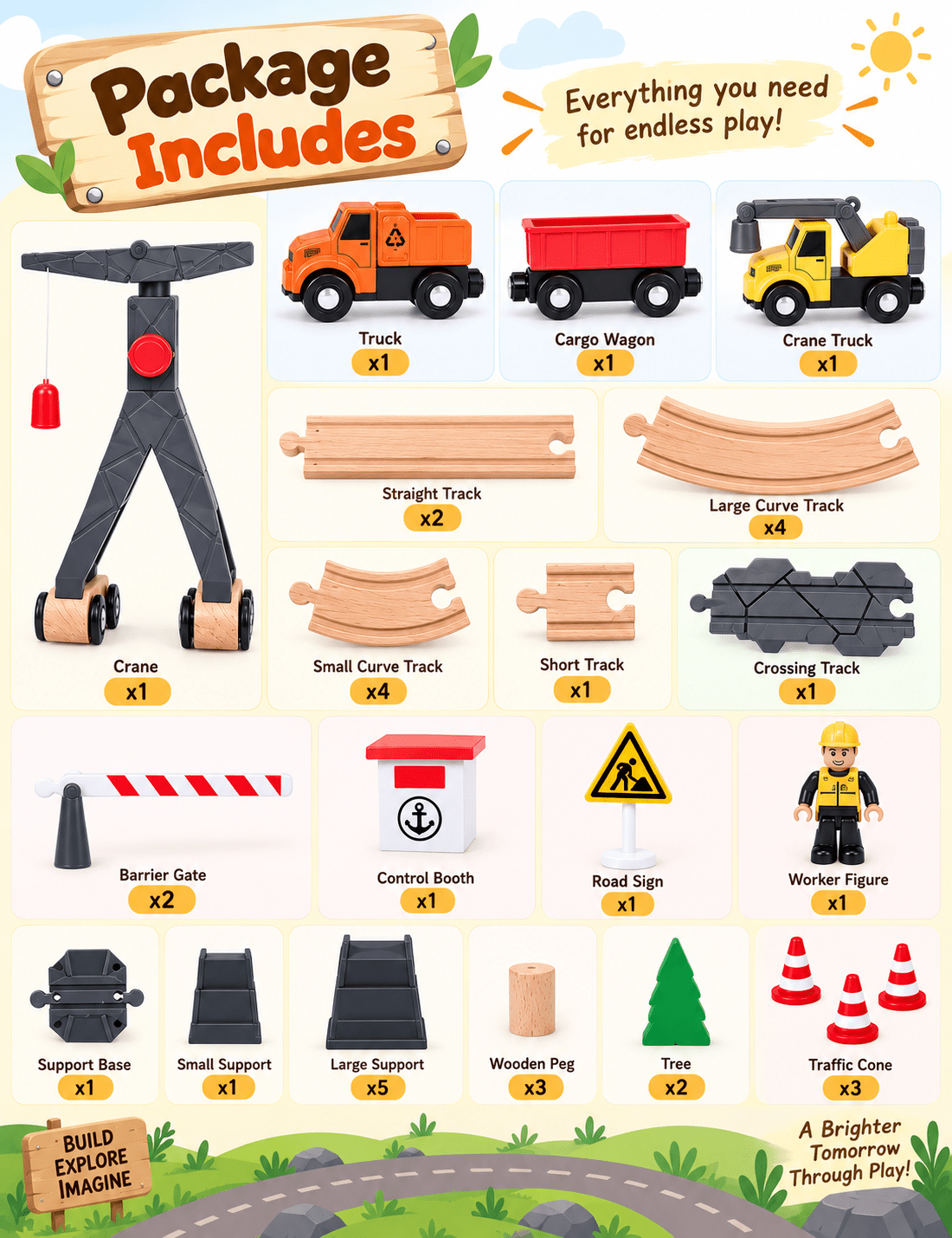 Tooky Toy Construction Yard Train Set - Medium - Marah Kids