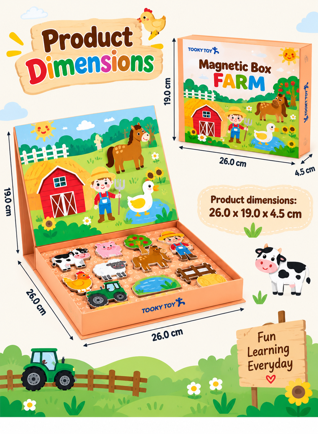 Tooky Toy Magnetic Box - Farm