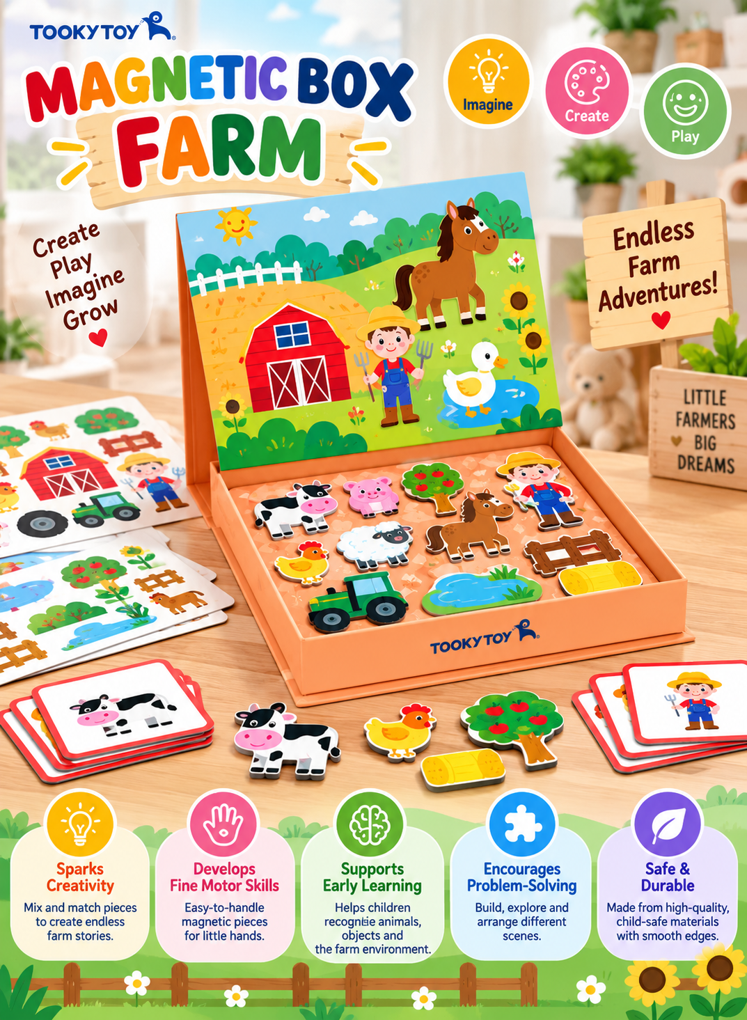 Tooky Toy Magnetic Box - Farm