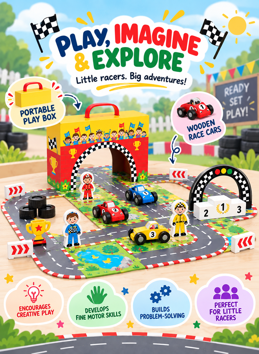 Tooky Toy Racing Play Box - Marah Kids