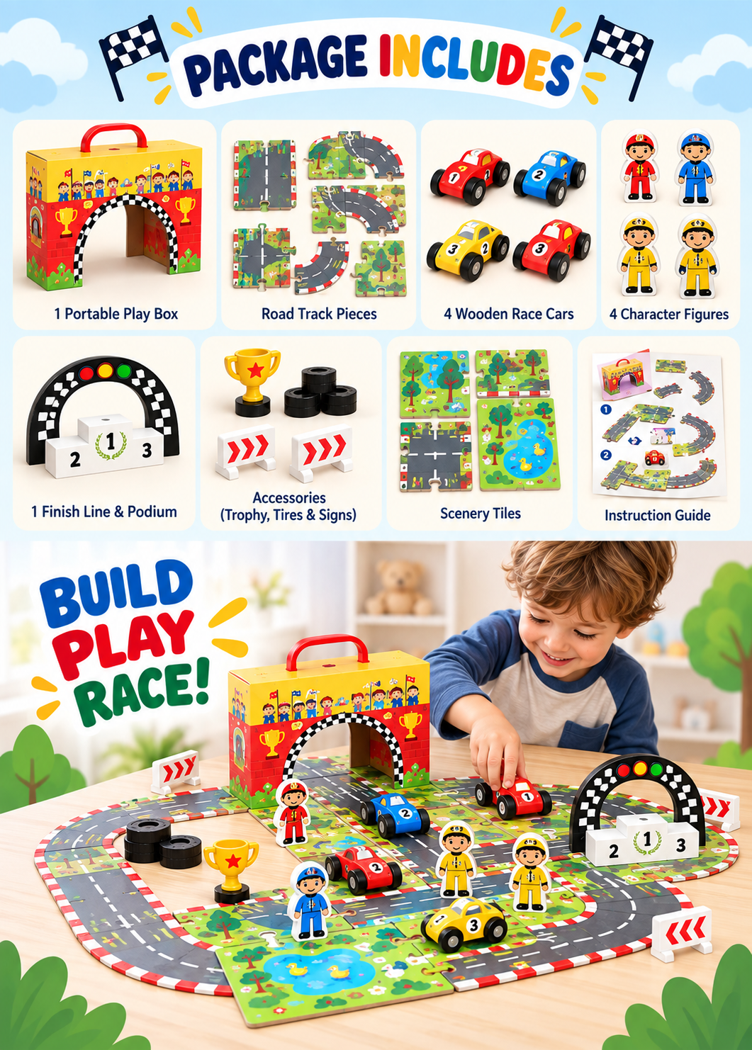 Tooky Toy Racing Play Box - Marah Kids