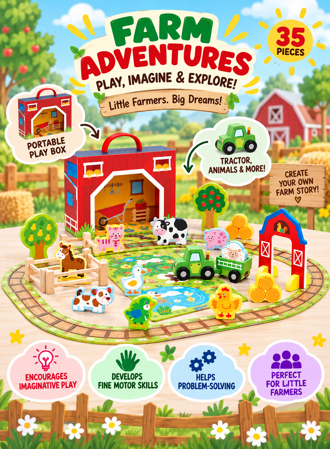 Tooky Toy Farm Play Box - Marah Kids