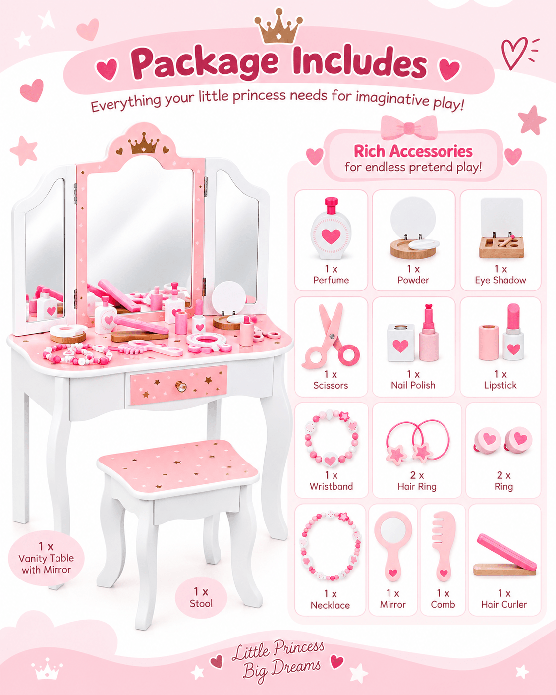 Oook Princess Vanity Table - Marah Kids