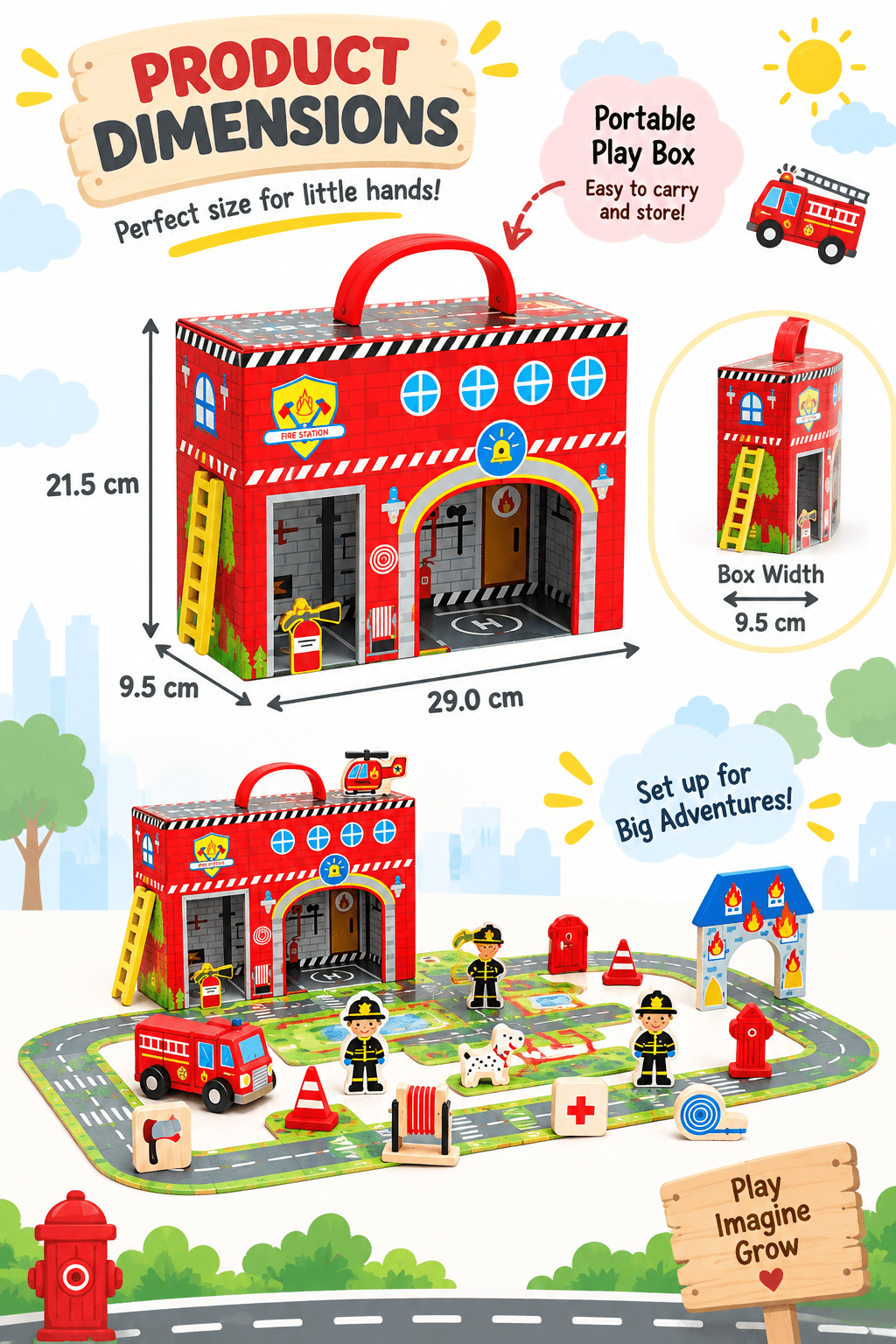 Tooky Toy Fire Station Box - Marah Kids