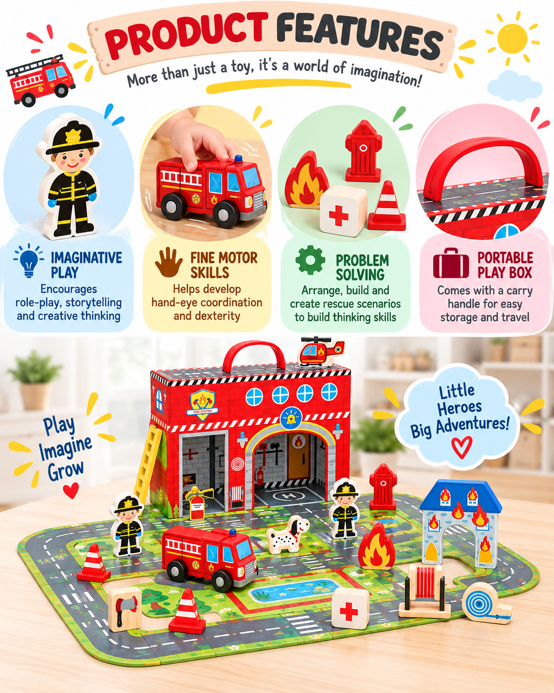 Tooky Toy Fire Station Box - Marah Kids