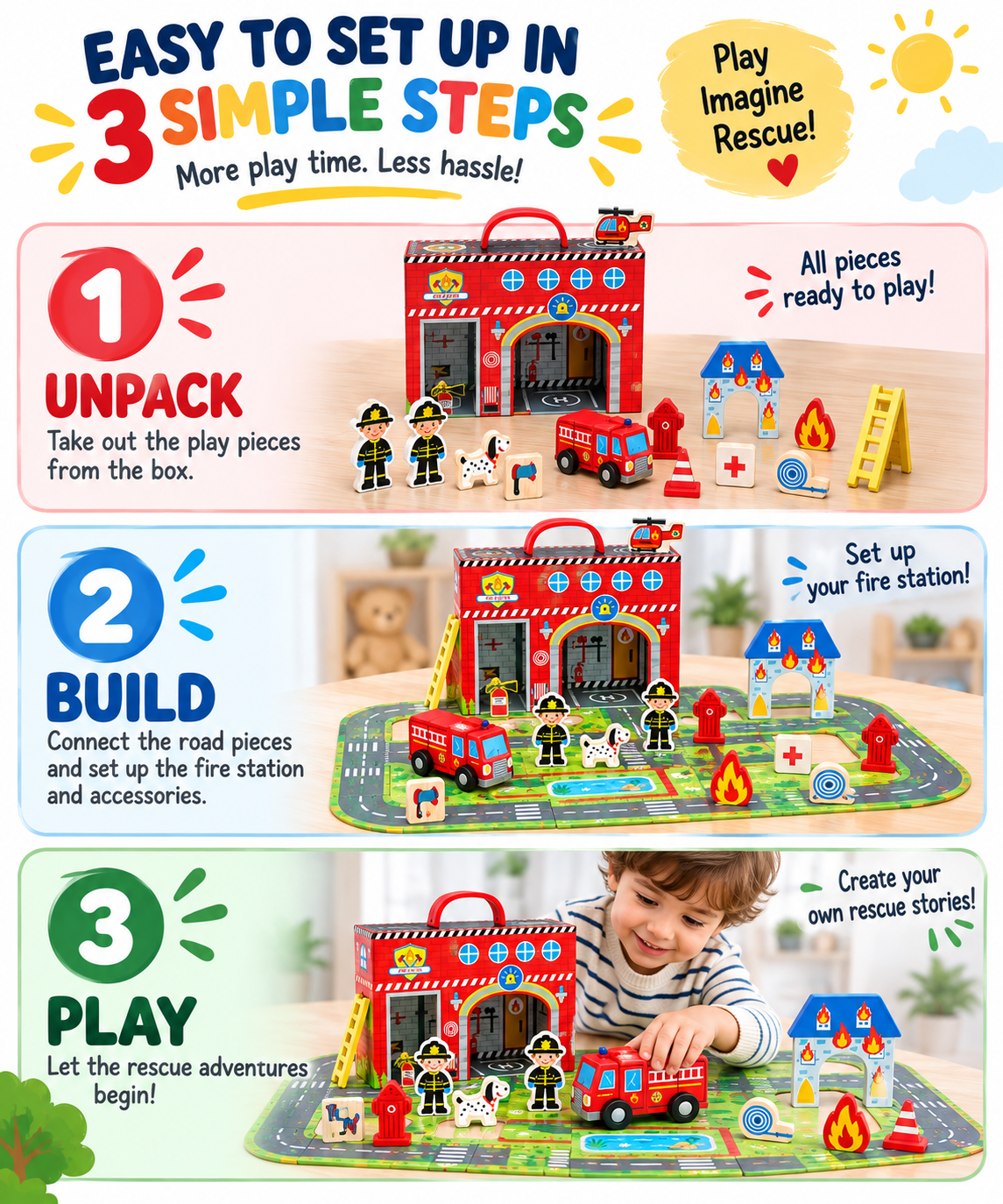 Tooky Toy Fire Station Box - Marah Kids