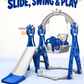 Lovely Baby 4-in-1 Kids Slide and Swing Set with Basketball Hoop, Ball & Climbing Ladder, Adjustable Swing with Safety Belt, Indoor & Outdoor Playground for Boys and Girls Ages 3+