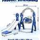 Lovely Baby 4-in-1 Kids Slide and Swing Set with Basketball Hoop, Ball & Climbing Ladder, Adjustable Swing with Safety Belt, Indoor & Outdoor Playground for Boys and Girls Ages 3+