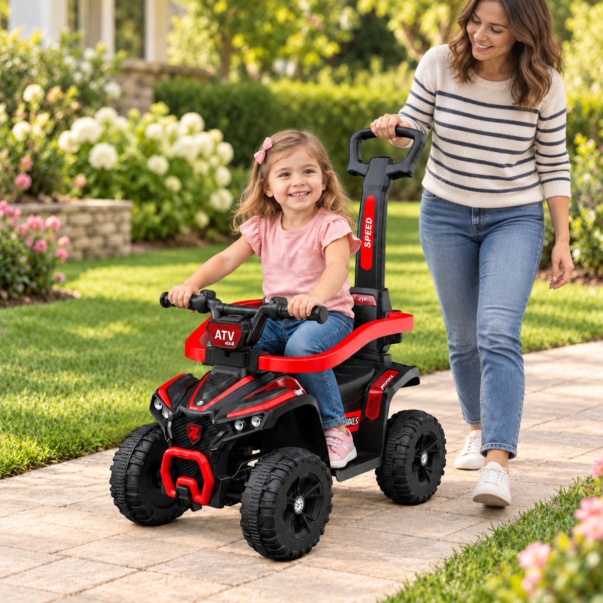 Lovely Baby Ride on Push Car for Kids Removable Handle-Red
