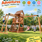 Mount Peak - Vinson Massif Swing Set and Playhouse with Wooden Roof - Marah Kids