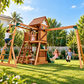 Mount Peak - Vinson Massif Swing Set and Playhouse with Wooden Roof - Marah Kids