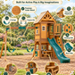 Mount Peak - Kazbek Swing Set & 2 Level Play House with Wooden Roof - Marah Kids