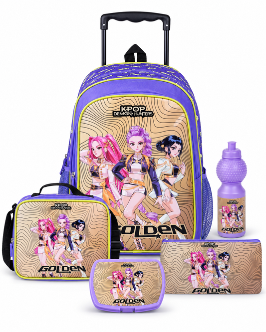 Netflix K-Pop Demon Hunters Golden 5-in-1 Kids Trolley School Set 18 Inch