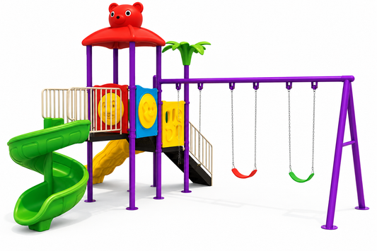 Toyemporium Bear Roof 3 Swings & 2 Slides