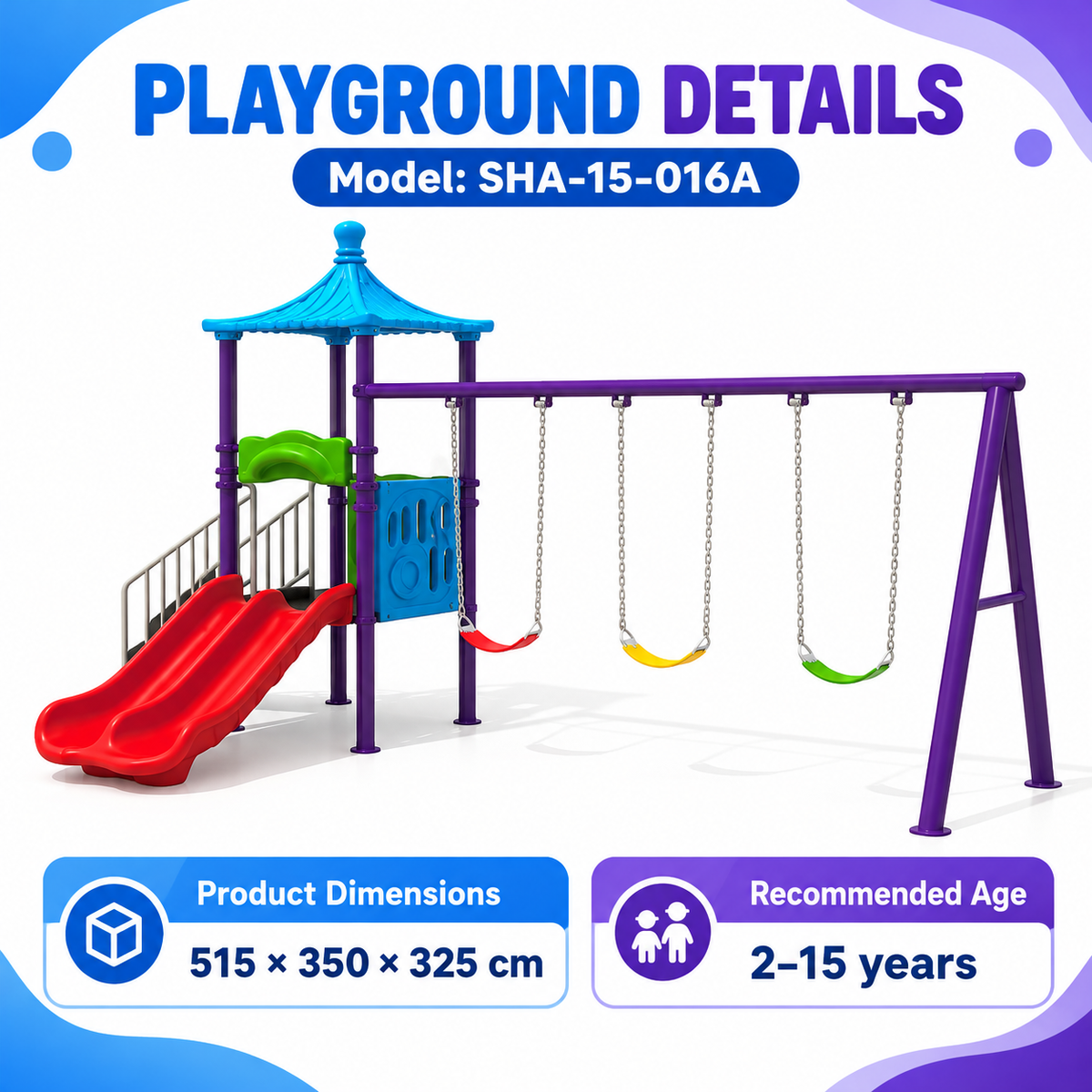 Toyemporium Large Outdoor Playground with Swings & Slides