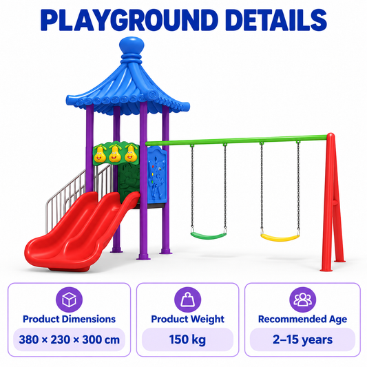Toyemporium Pagoda Swing & Double Slide Playground