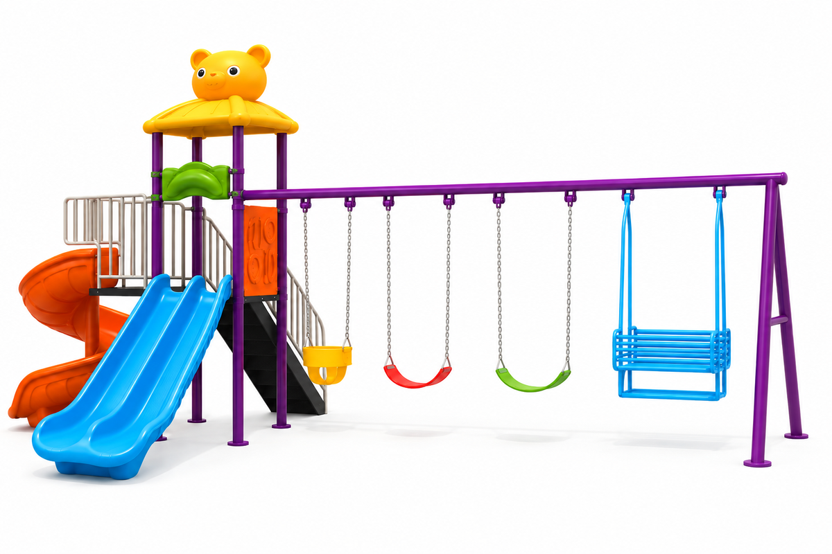 Toyemporium Double Slide Playground with Bench Swing