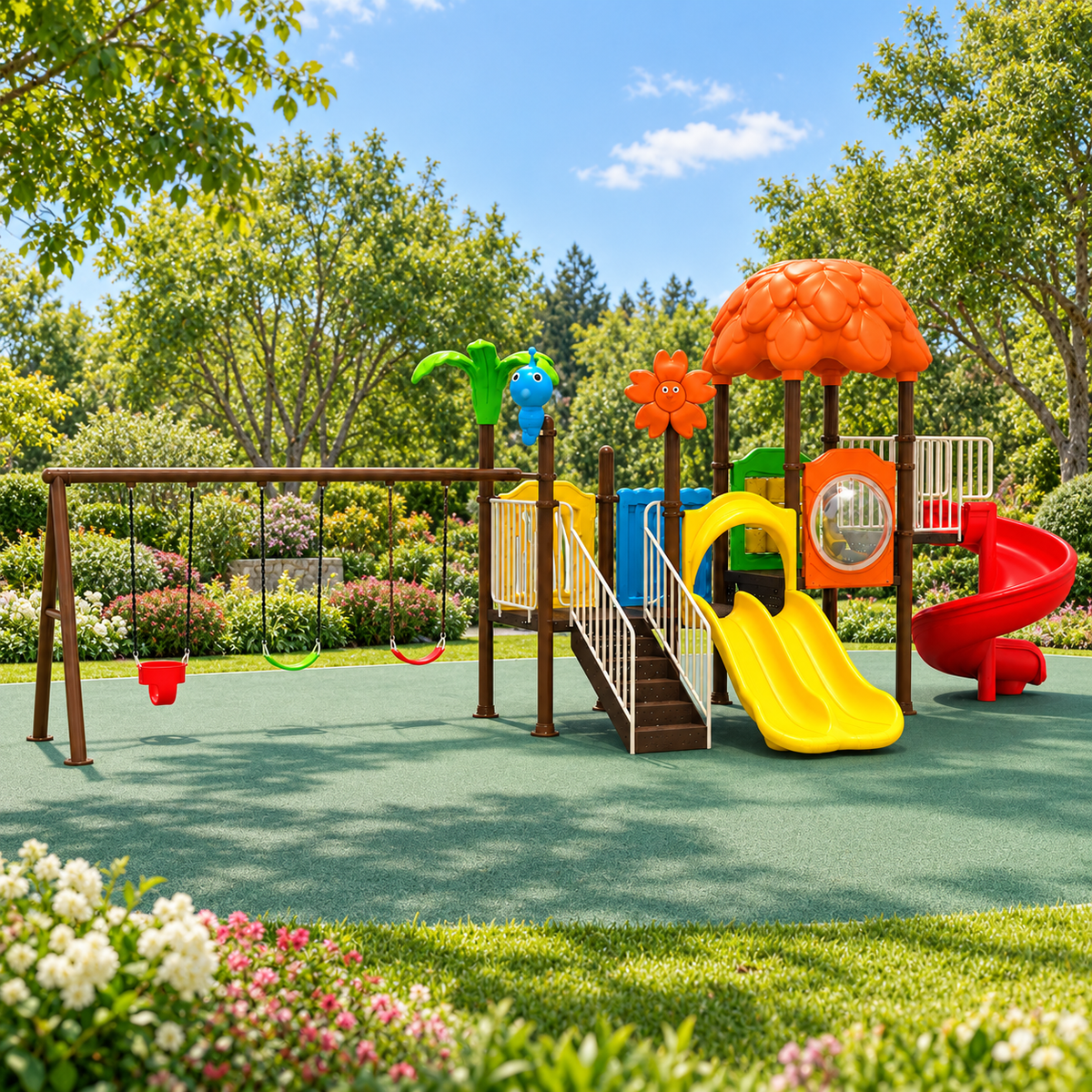 Toyemporium Crown Adventure Playground with Swings & Slides