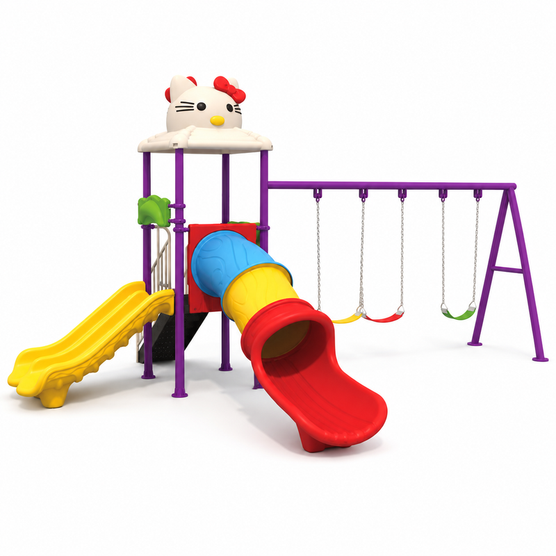 Toyemporium Double Slide Playground with Triple Swings