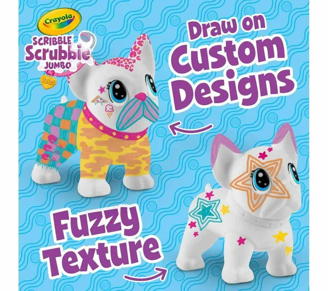 Crayola Scribble Scrubbie Jumbo Pet – Big Wilbur The French Bulldog, Washable Coloring Toy For Kids, Ages 3+