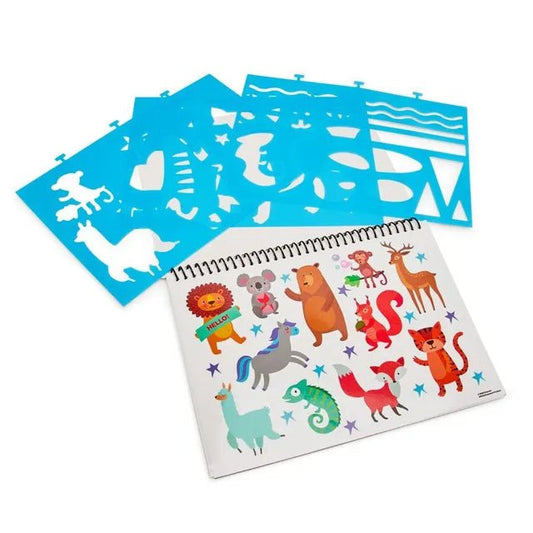 Crayola Stencil Colouring Book | Includes Patterned pages, Colouring pages, Stencil sheet & Stickers, and sticker scenes | Ages 6+ - Marah Kids