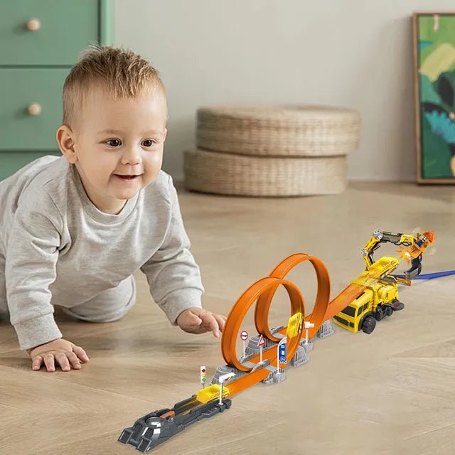 D - POWER – Ejection Track Set & Colour Changing Car | DIY Free Build Track, 360 Loop Launcher, Launch Pad | 62pc Set, Kids Age 3+ - Marah Kids