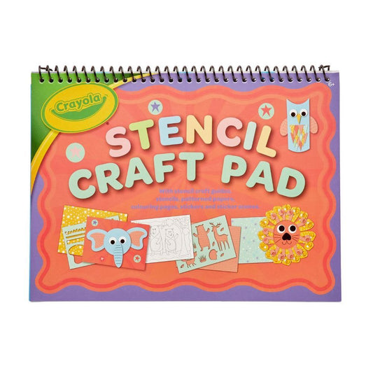 Crayola Stencil Colouring Book | Includes Patterned pages, Colouring pages, Stencil sheet & Stickers, and sticker scenes | Ages 6+ - Marah Kids