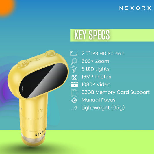 NEXORX Kids Microscope – Fun & Learn (Yellow) - Marah Kids