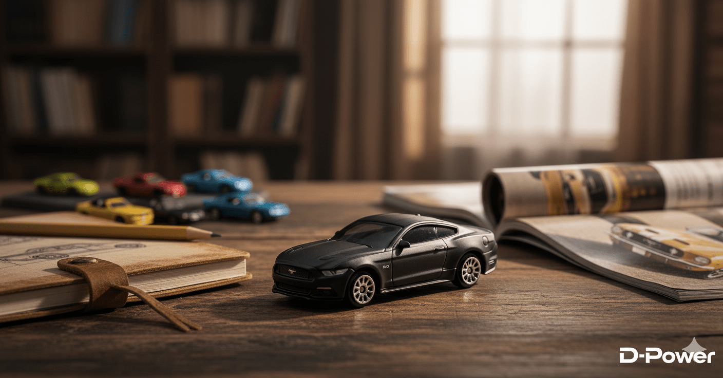 D - Power 1:64 Diecast Ford Mustang 2015 – Matte Black Model Car - Marah Kids