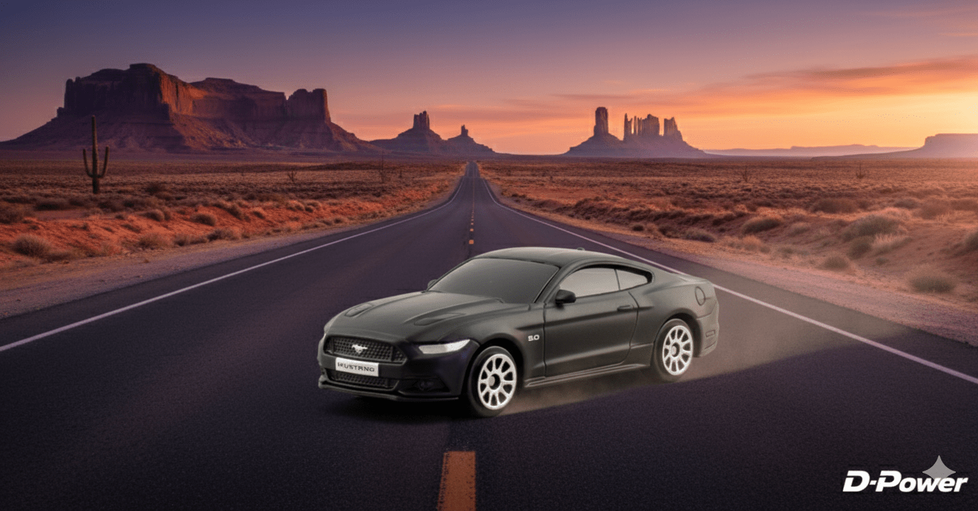 D - Power 1:64 Diecast Ford Mustang 2015 – Matte Black Model Car - Marah Kids