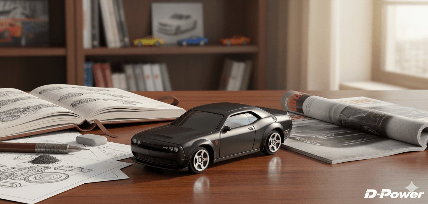 D - Power 1:64 Diecast Dodge Challenger SRT Demon 2018 – Matte Black Model Car - Marah Kids