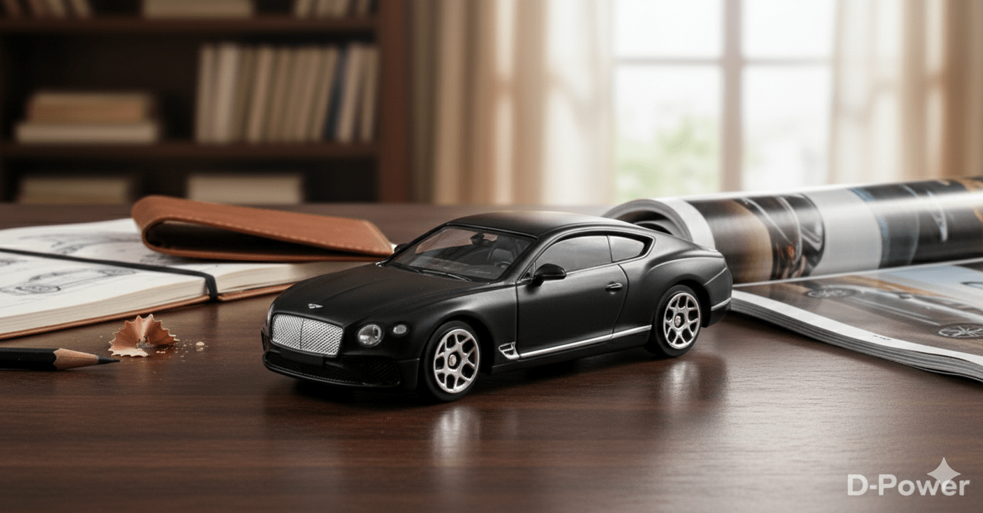 D - Power 1:64 Diecast Bentley Continental GT 2018 – Matte Black Model Car - Marah Kids
