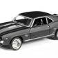 D - Power 1:36 Diecast Chevrolet Camaro 1969 – Matte Black, Pull Back - Marah Kids