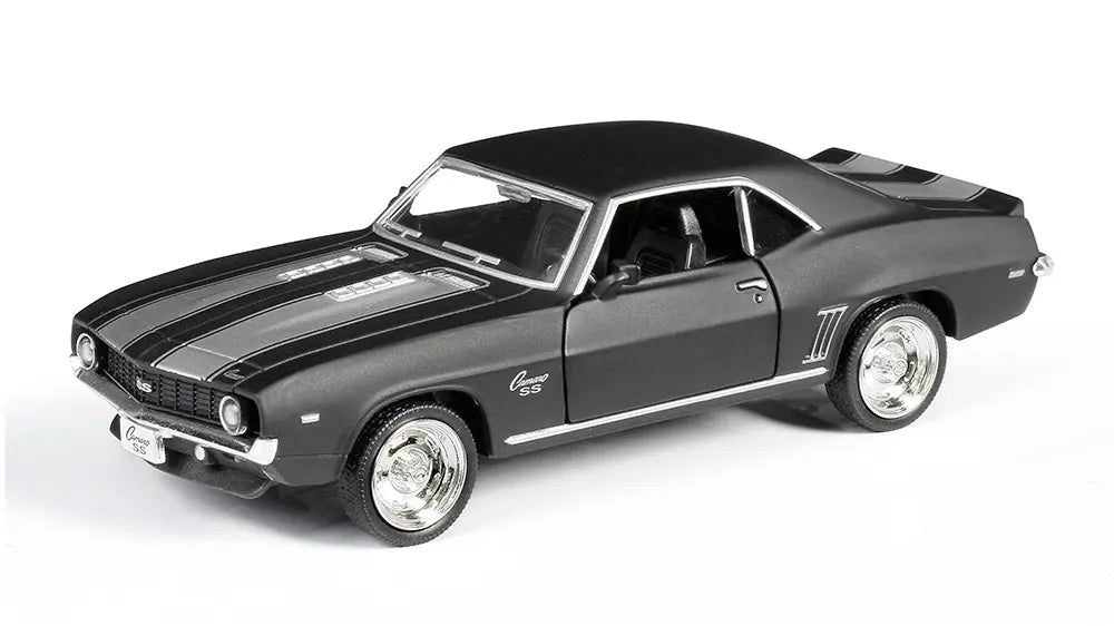 D - Power 1:36 Diecast Chevrolet Camaro 1969 – Matte Black, Pull Back - Marah Kids