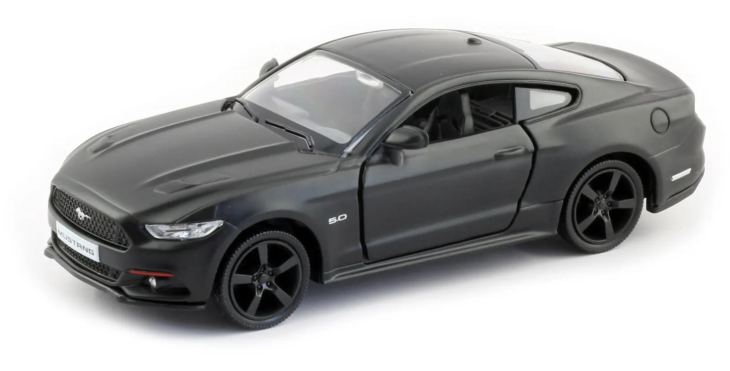 D - Power 1:36 Diecast Ford Mustang 2015 – Matte Black, Pull Back, Collectible Muscle Car Model - Marah Kids