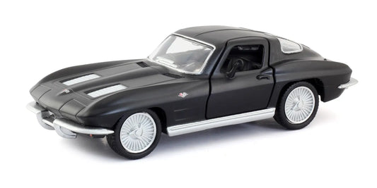 D - Power 1:36 Diecast Chevrolet Corvette Stingray Split Window 1963 Matte Black - Marah Kids
