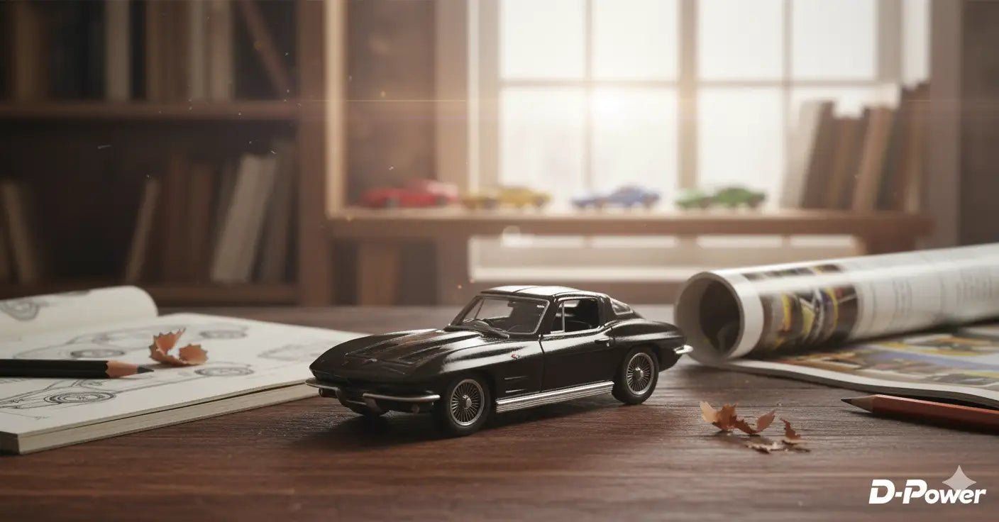 D - Power 1:36 Diecast Chevrolet Corvette Stingray Split Window 1963 Matte Black - Marah Kids