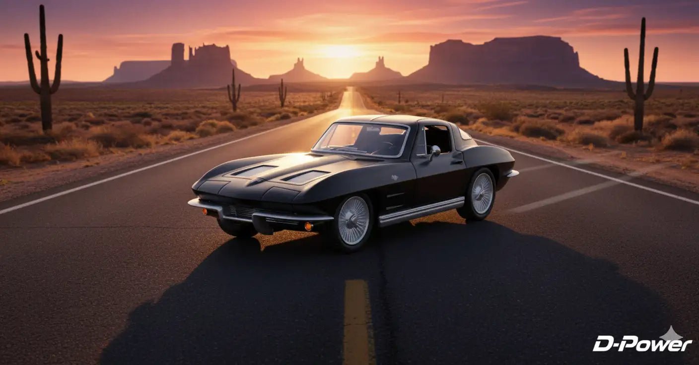 D - Power 1:36 Diecast Chevrolet Corvette Stingray Split Window 1963 Matte Black - Marah Kids